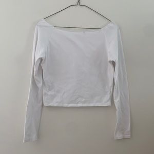 Brandy Melville white long-sleeve crop top